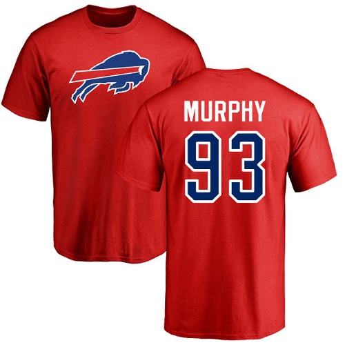 Men NFL Buffalo Bills #93 Trent Murphy Red Name and Number Logo T Shirt